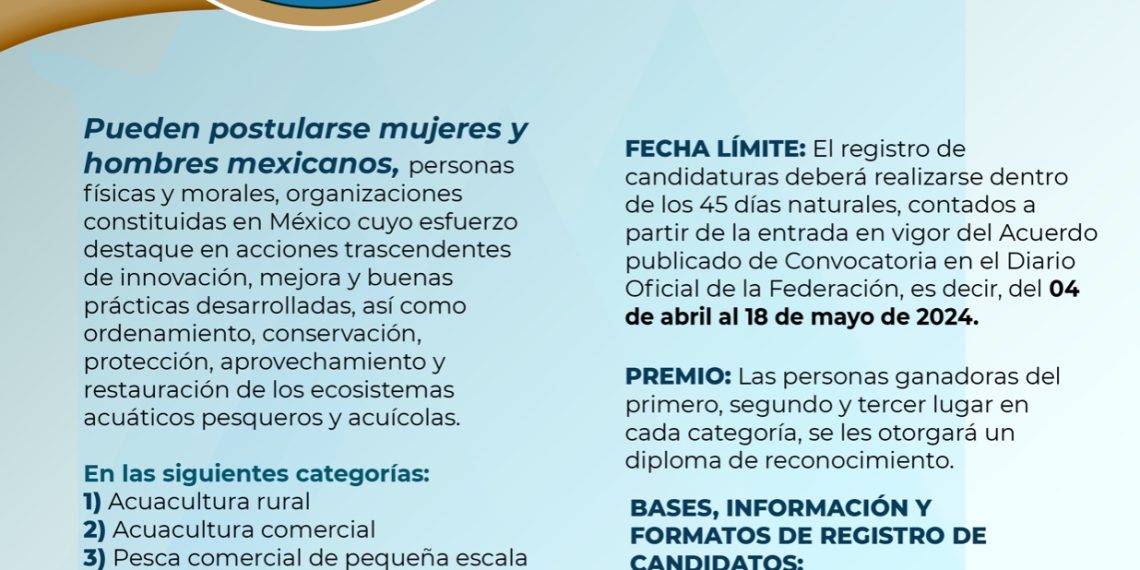 Se abre Convocatoria para el Premio a la Pesca y Acuacultura Sustentables 2024