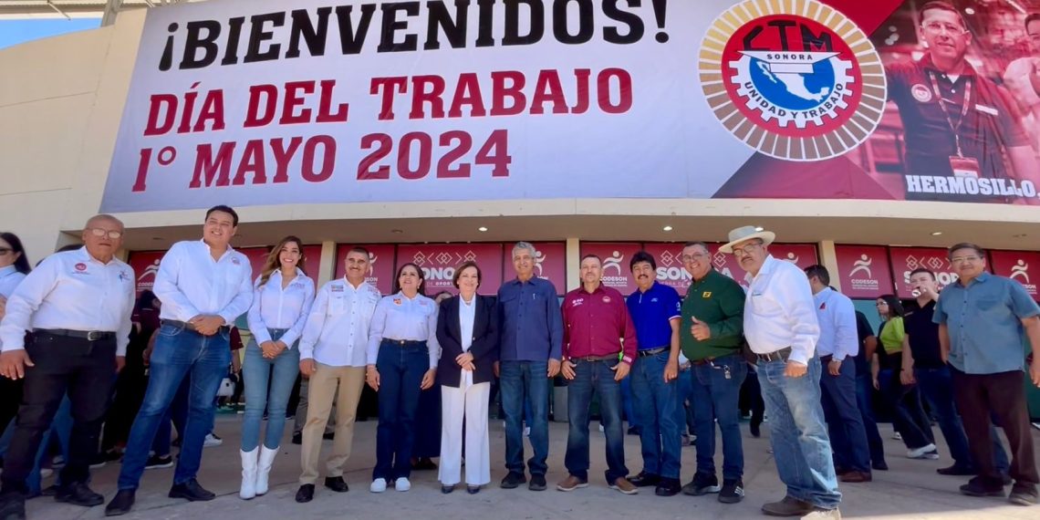 Miles de trabajadores cetemistas abarrotan el CUM de Hermosillo y acuerdan compromisos ante candidatos de la 4t