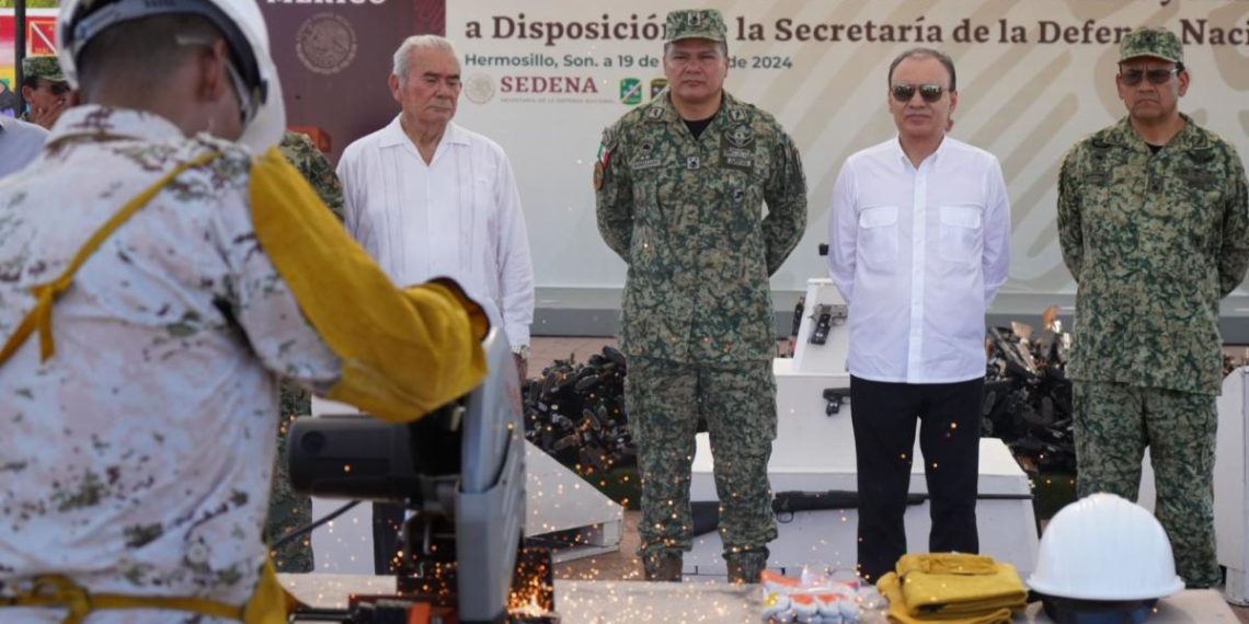 Encabeza Gobernador Durazo acciones de combate a la delincuencia con destrucción de armamento