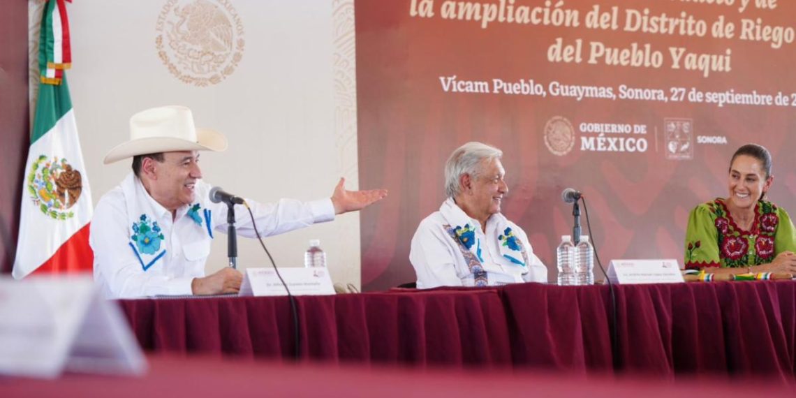 Pueblos yaquis reconocen a presidente López Obrador y a Gobernador Durazo y agradecen continuidad de Plan de Justicia a presidenta Sheinbaum
