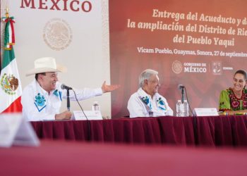 Pueblos yaquis reconocen a presidente López Obrador y a Gobernador Durazo y agradecen continuidad de Plan de Justicia a presidenta Sheinbaum