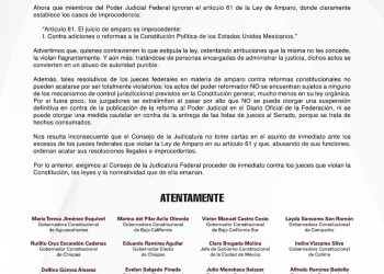 Indignados contra jueces, gobernadores de Morena cierran filas con Sheinbaum