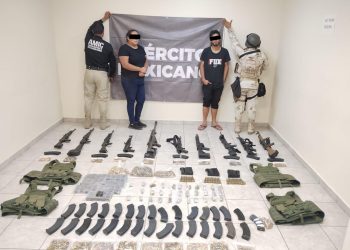 Decomisa AMIC y SEDENA arsenal y capturan a dos personas en cateo en el Golfo de Santa Clara