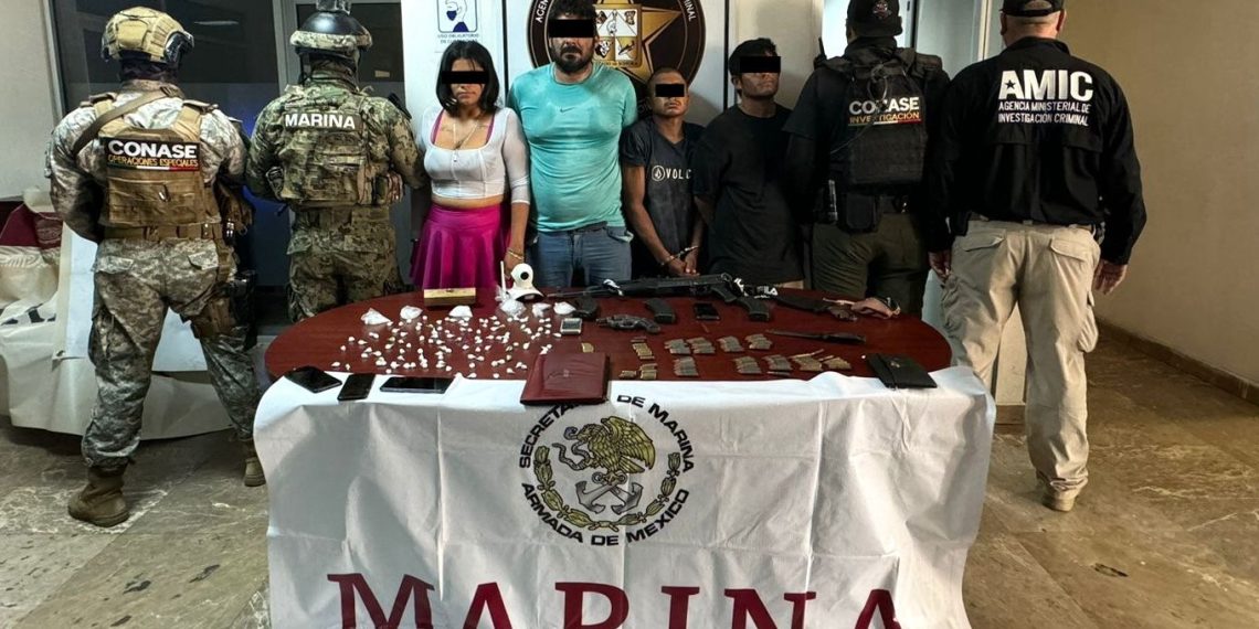 Operativo conjunto FGJES-CONASE-SEMAR asegura narcóticos, armas y detiene a ocho personas en Cajeme