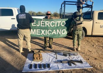 Operativo AMIC y DEFENSA asegura armas y equipo táctico en Sonoyta