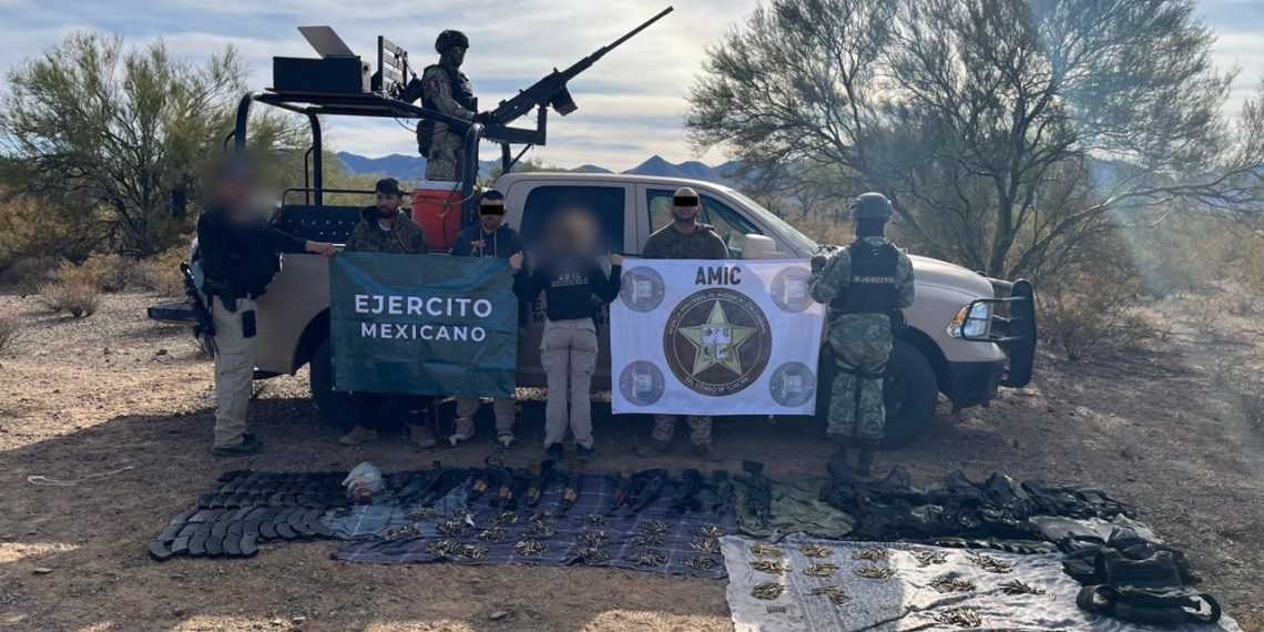 Autoridades repelen agresión, detienen a siete personas y aseguran arsenal en Caborca