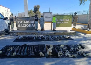 Confisca GN en aduana de Sonoyta más de 50 mil cartuchos y casi 60 armas