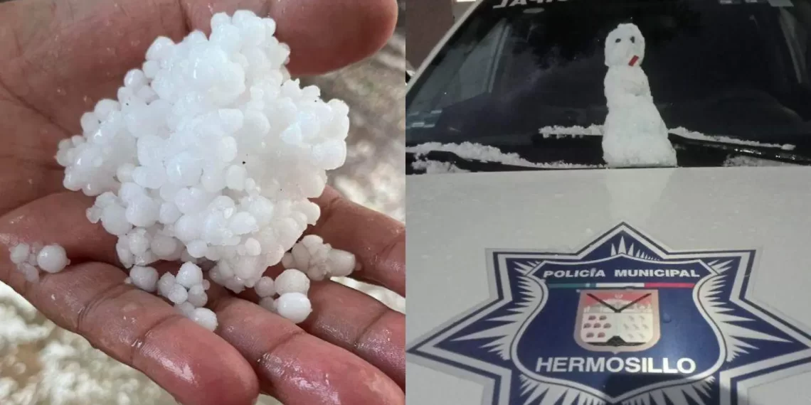 Segunda tormenta invernal provoca granizada en Hermosillo