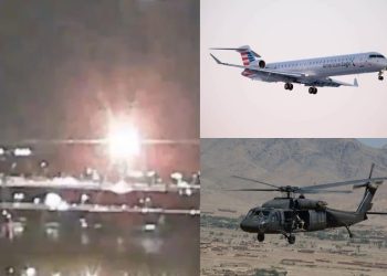 Chocan avión y helicóptero militar cerca de Washington