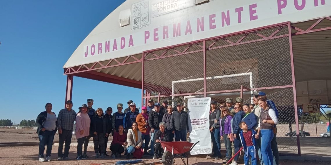 Realizan jornada de limpieza y pintura en el espacio público “El Tejabán” de Villa Bonita en Ciudad Obregón
