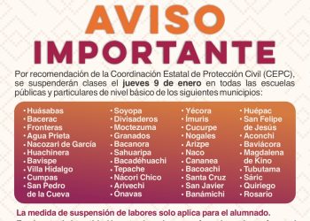 Anuncia SEC Sonora suspensión de clases por bajas temperaturas en 41 municipios de la entidad