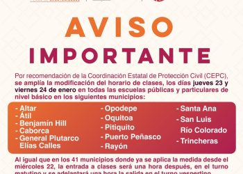 Modificación de horario se amplía a 13 municipios por recomendación de Protección Civil: SEC