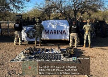 Marina detiene a 4 presuntos delincuentes y asegura arsenal en Sonora