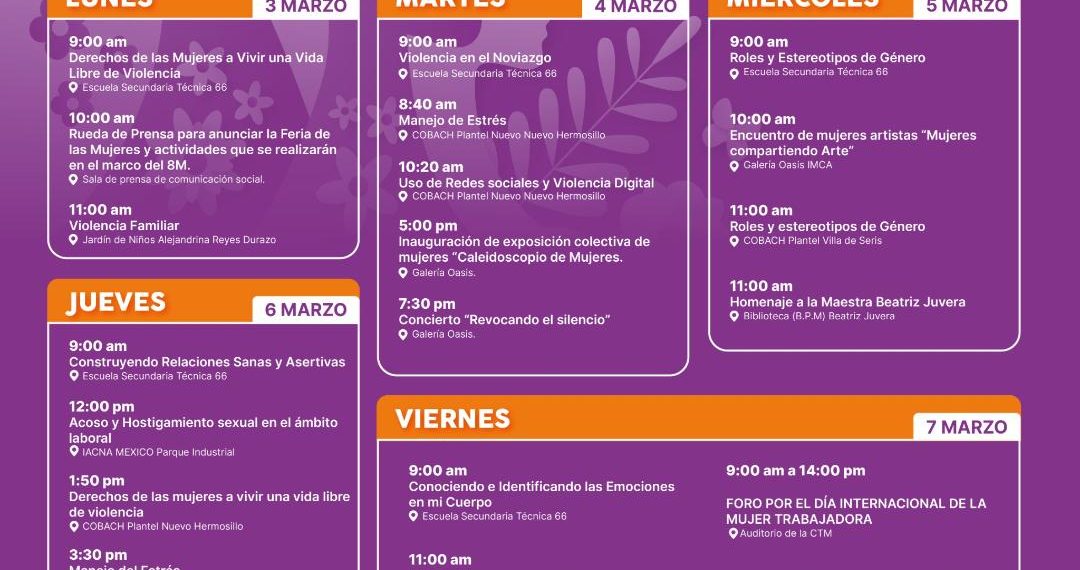 Inicia Ayuntamiento de Hermosillo actividades en el marco del Día de la Mujer