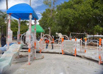 Avanza en tiempo obra de remodelación que realiza el ayuntamiento en el Jardín Juárez