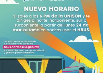 Se agregan nuevos horarios al HBus en tres rutas desde la UNISON
