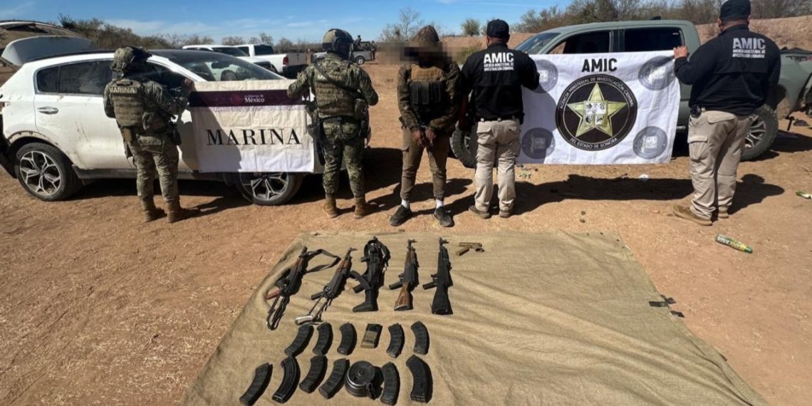 Asegura operativo AMIC-SEMAR armamento y detiene a un masculino en Trincheras
