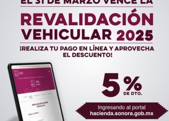 Invita Gobierno de Sonora a realizar trámite de revalidación vehicular 2025 en marzo