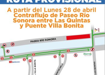 Este lunes 28 se habilitarán dos sentidos en el cuerpo sur de Paseo del Río Sonora