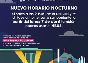 Anuncia HBus nuevo horario nocturno para estudiantes de la UNISON