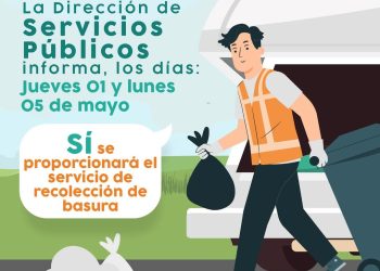 Se proporcionará servicio normal de recolección de basura este lunes 5 de mayo