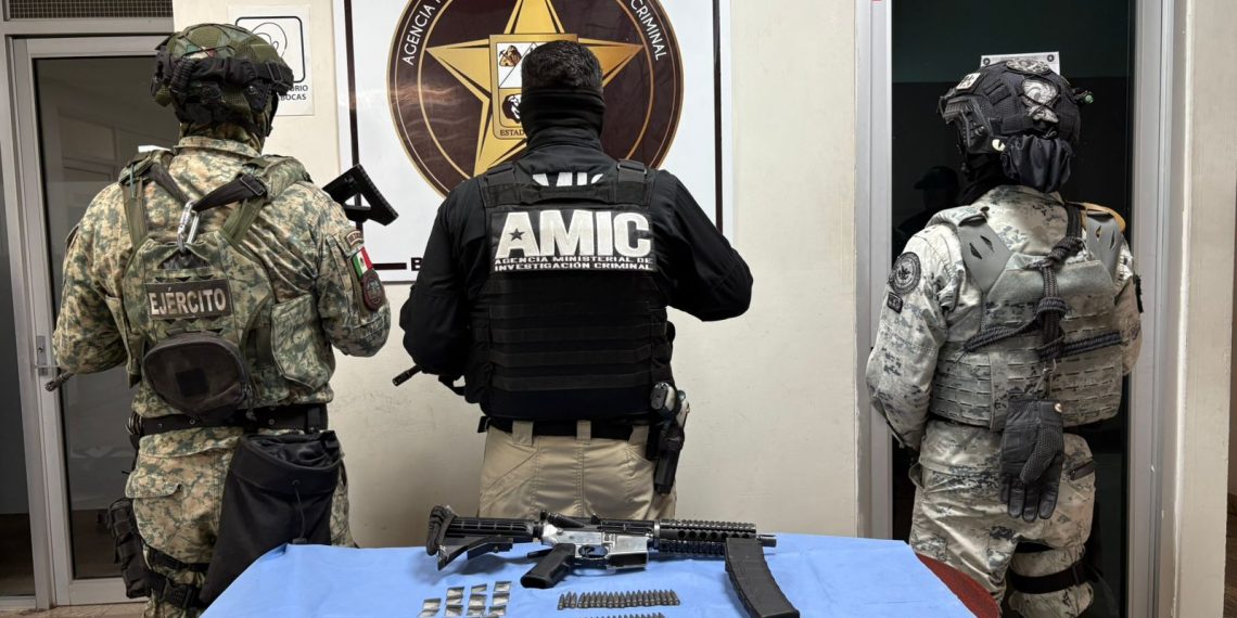 FGJES asegura vehículo robado, arma de fuego y droga en operativo conjunto en Ciudad Obregón