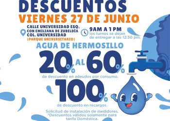 Agua de Hermosillo realizará jornada de descuentos en recargos y consumos atrasados este viernes 27