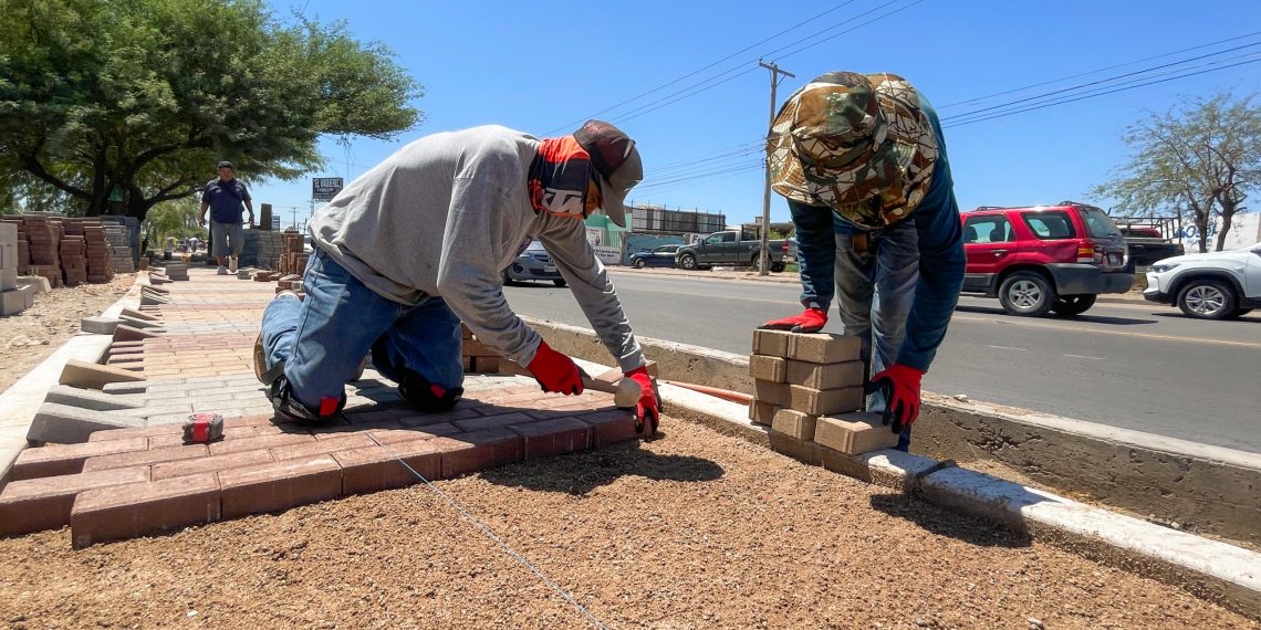 Avanza Gobierno de Hermosillo trabajos en parque lineal en el bulevar Lázaro Cárdenas