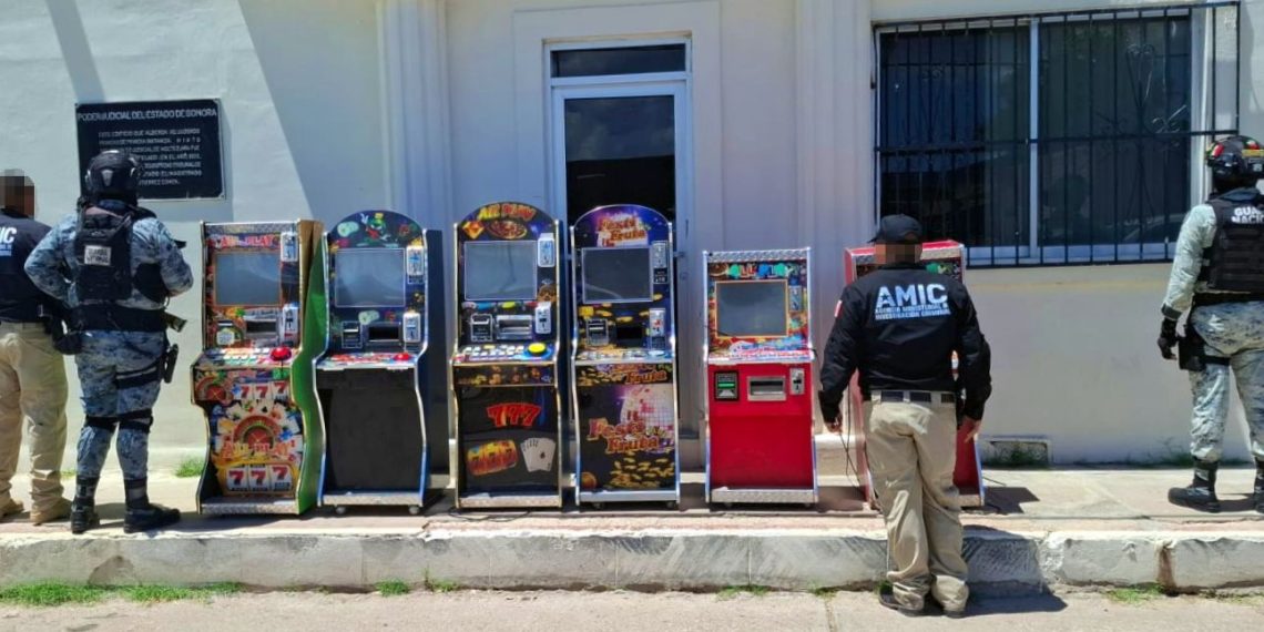 Aseguran máquinas tragamonedas en Moctezuma durante operativo conjunto AMIC-GN