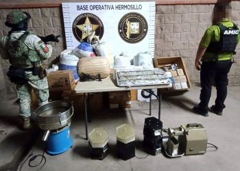 Aseguran droga, arma y equipo durante cateo coordinado en Hermosillo
