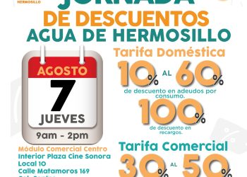 Invita Agua de Hermosillo a Jornada de Descuentos este jueves 7 de agosto