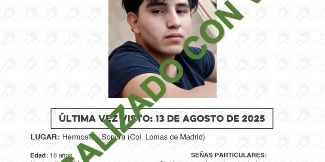Localiza AMIC a joven reportado como desaparecido en Hermosillo