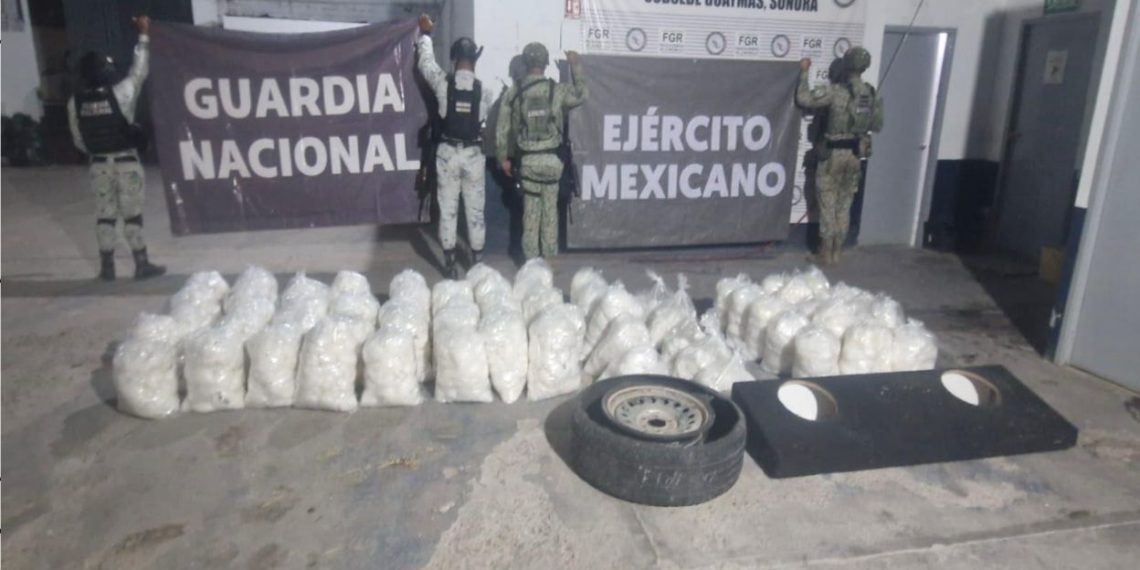 Logra Mesa Estatal de Seguridad decomiso de media tonelada de narcótico equivalente a tres millones de dosis en Vícam