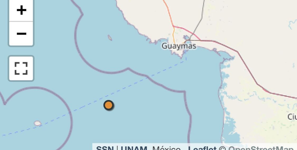 Sismo al suroeste de Guaymas no generó daños ni lesionados