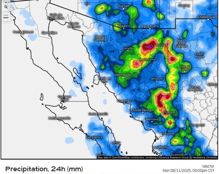 Gobierno de Sonora informa que seguirán lluvias en el estado en las próximas horas