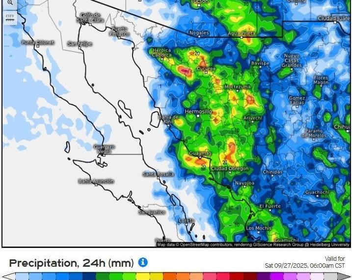 Gobierno de Sonora informa que a partir de hoy se incrementa la posibilidad de tormentas