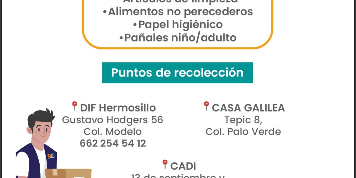 Habilita DIF Hermosillo Centros de Acopio para apoyar a personas afectadas por las lluvias