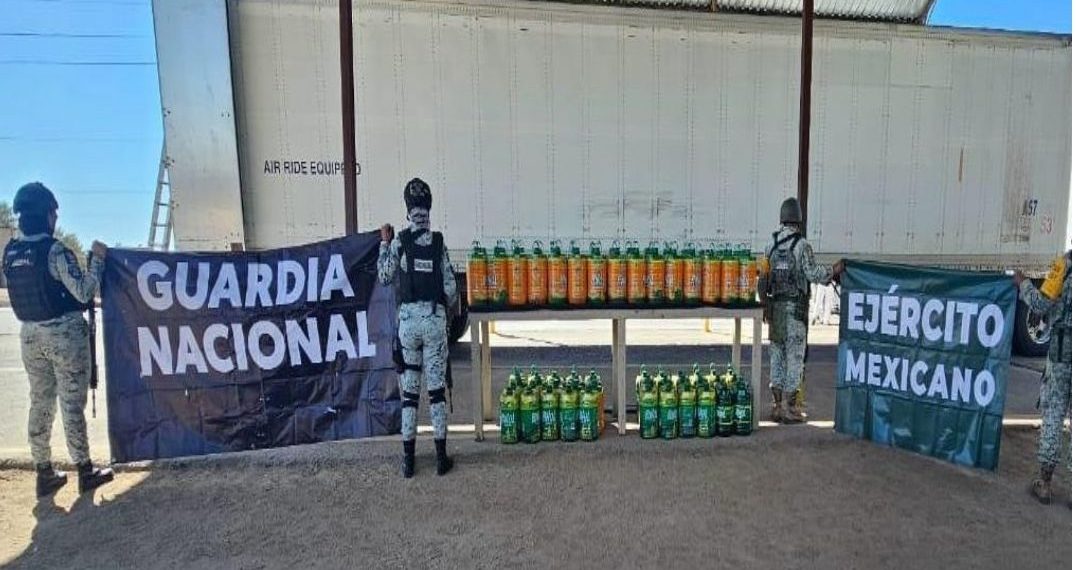 Asegura Mesa Estatal de Seguridad cargamento de metanfetamina líquida en San Luis Río Colorado