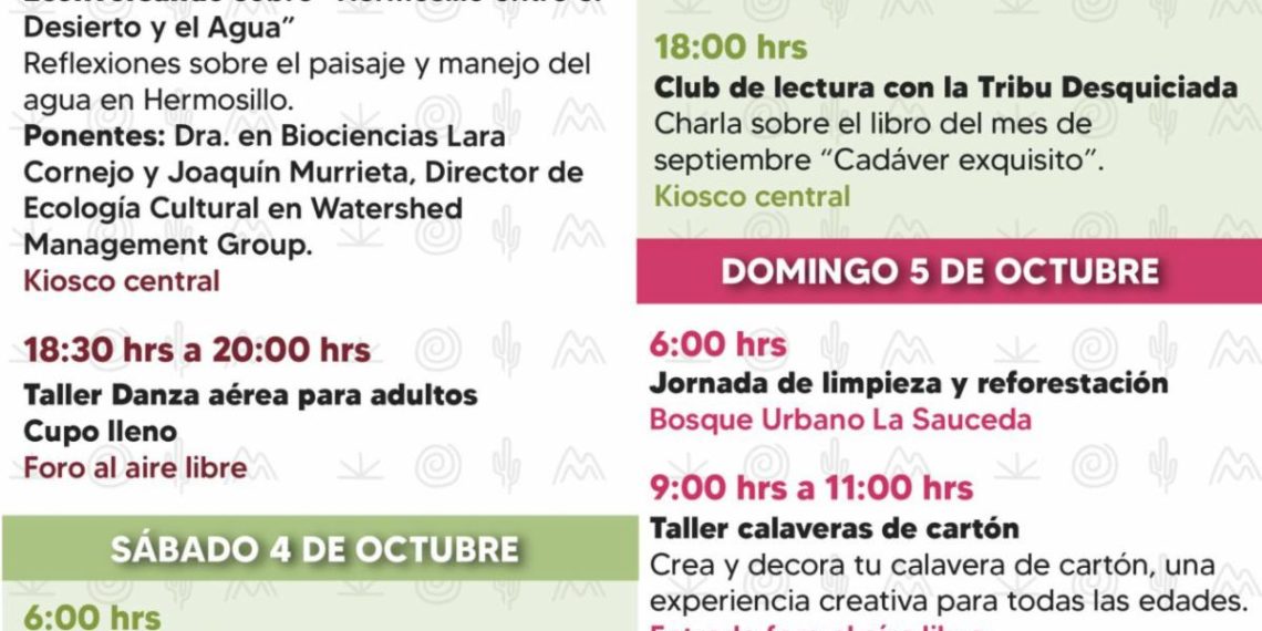 Gobierno de Sonora invita a disfrutar un fin de semana de cultura, naturaleza y arte en el Bosque Urbano La Sauceda