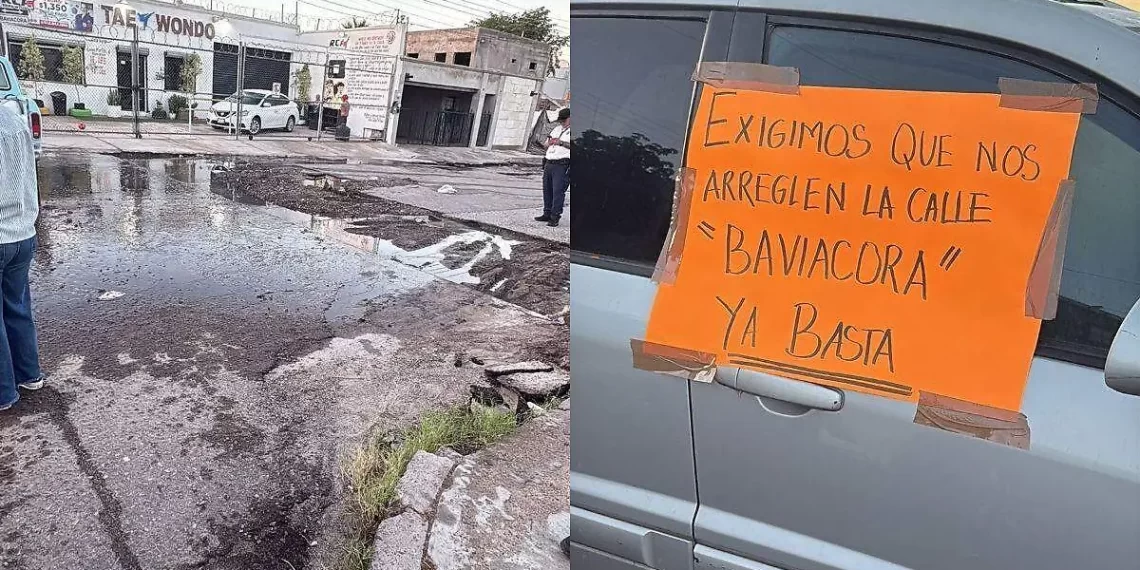 Vecinos de López Portillo bloquean calles exigiendo reparar fugas y calles destrozadas