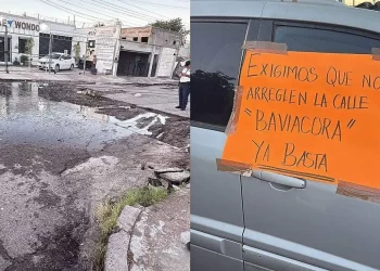 Vecinos de López Portillo bloquean calles exigiendo reparar fugas y calles destrozadas