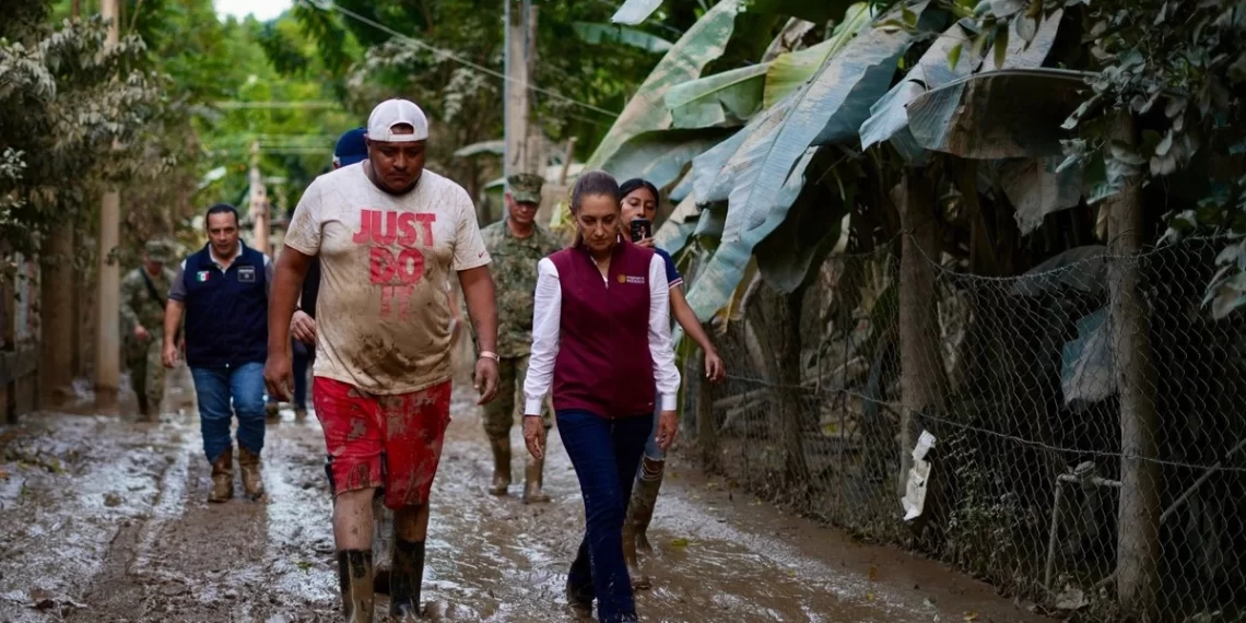 Visita Sheinbaum zonas afectadas por lluvias en Hidalgo