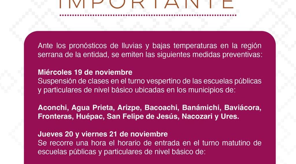 Se emiten recomendaciones ante pronósticos de lluvias y bajas temperaturas: SEC