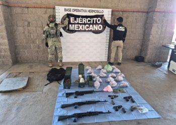 Ejército Mexicano y Elementos de la A.M.I.C. aseguran droga y armas largas
