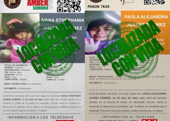 FGJES en coordinación con PESP localiza sanas y salvas a madre e hija reportadas como ausentes ayer 24 de noviembre en Hermosillo