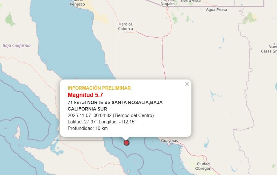 Tiembla en Guaymas y reportan afectaciones mínimas
