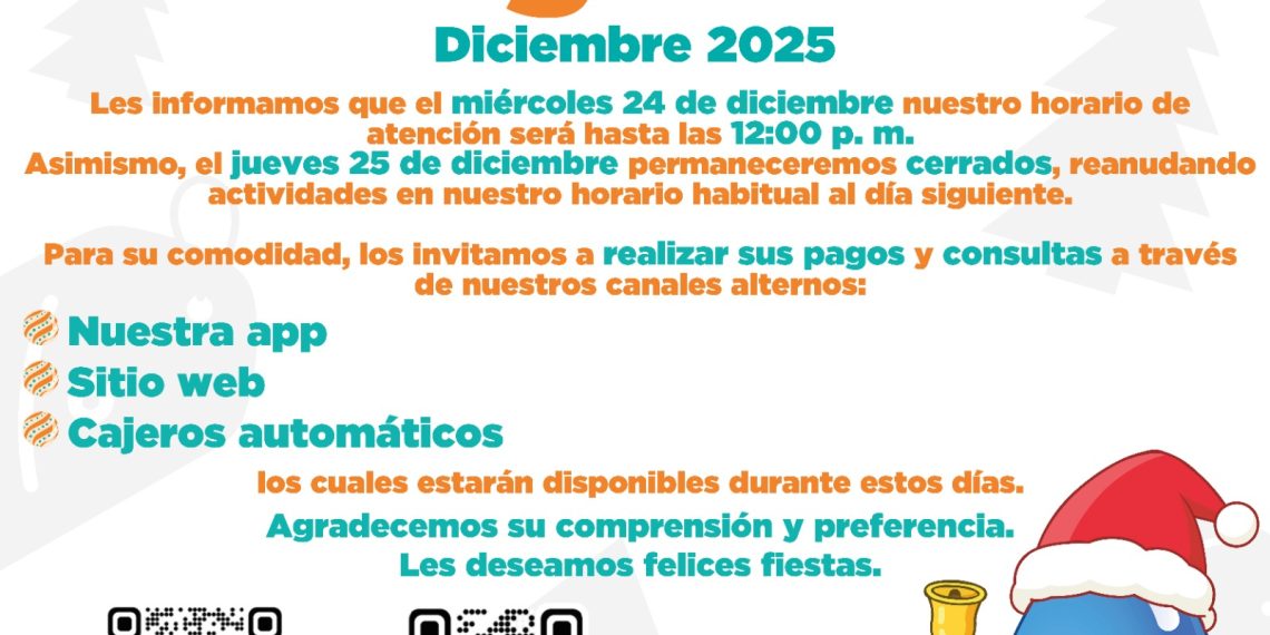 Agua de Hermosillo informa horarios especiales de oficina para atención al público por días festivos