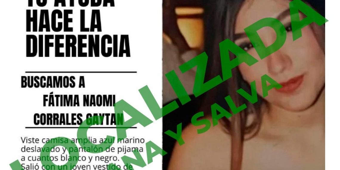 Fiscalía informa localización de persona reportada como desaparecida