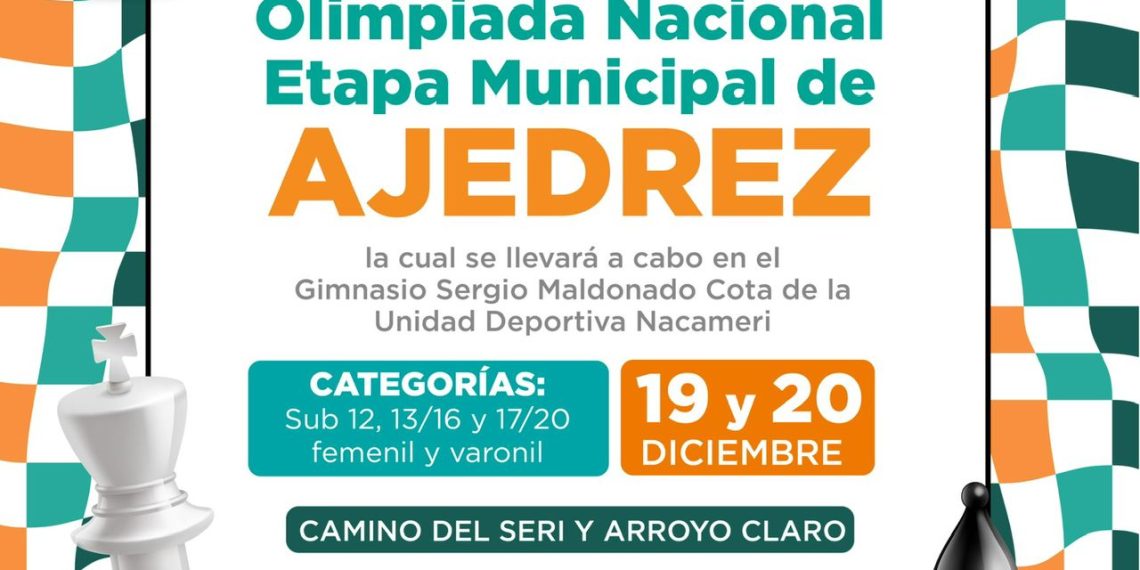 Invita Gobierno Municipal a participar en etapa municipal hacia la Olimpiada Nacional de Ajedrez
