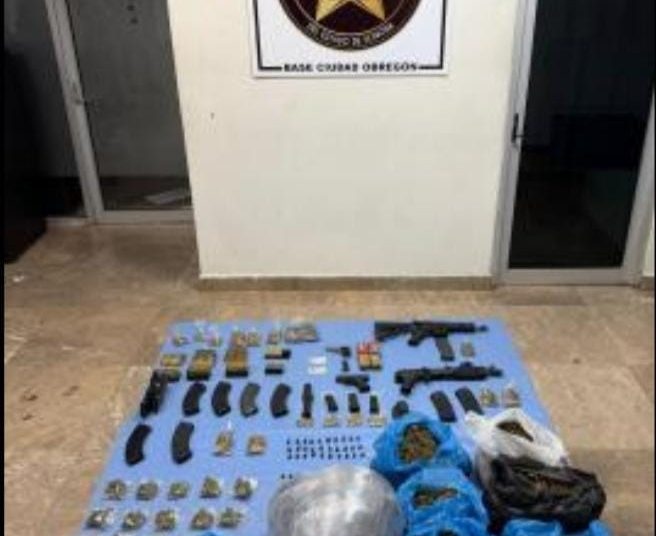 Aseguran tres niveles de gobierno en cateo drogas, cartuchos y armas de alto poder en Cajeme